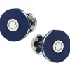 Gemelos Montblanc redondos de acero con resina azul
