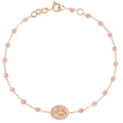 gigiCLOZEAU pulsera con virgen de oro rosa color blush