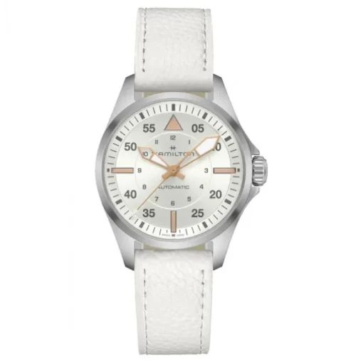 Hamilton Khaki Aviation Pilot Day Date Auto esfera blanca con correa 36mm