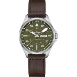 Hamilton Khaki Aviation Pilot Day Date Auto esfera verde con correa 42mm