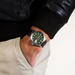 Hamilton Khaki Aviation Pilot Day Date Auto esfera verde con correa 42mm