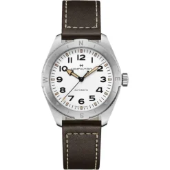 Hamilton Khaki Field Expedition Auto blanco correa marrón 41mm