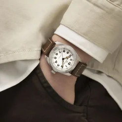 Hamilton Khaki Field Expedition Auto blanco correa marrón 41mm