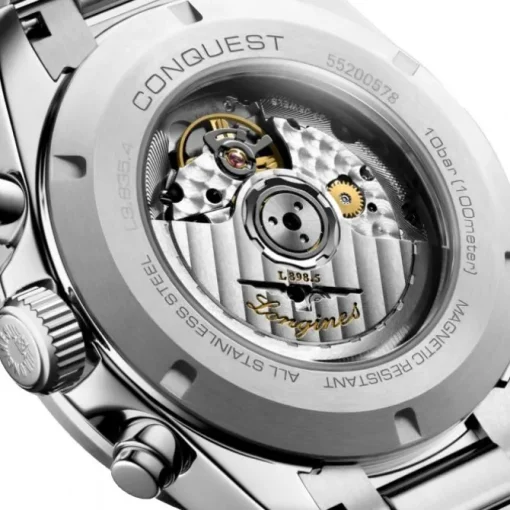 Longines Conquest Cronógrafo esfera blanca bisel verde 42mm