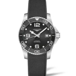 Longines Hydroconquest 39mm Acero Esfera Negra Caucho