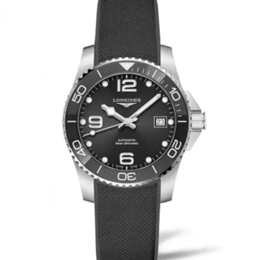 Longines Hydroconquest 39mm Acero Esfera Negra Caucho