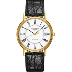 Longines Présence de 38,50mm con PVD amarillo y correa de piel