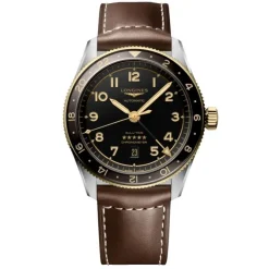 Longines Spirit Zulu Time negro y dorado con correa 42mm