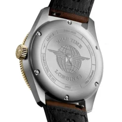 Longines Spirit Zulu Time negro y dorado con correa 42mm