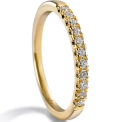 Media alianza de oro amarillo con diamantes en garra 0.18 quilates