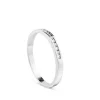 Media alianza de oro blanco y diamantes en carril talla brillante de 0,10 quilates