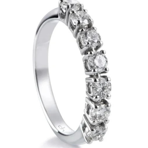 Media alianza de oro blanco con diamantes en garra