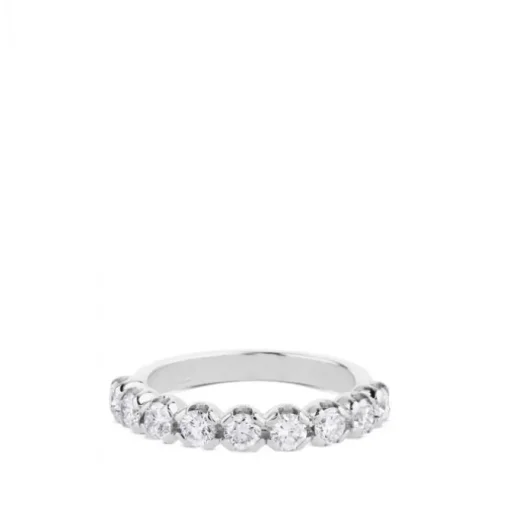 Media alianza de oro blanco con diamantes en garra
