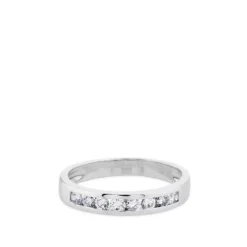 Media alianza de oro blanco con diamantes en carril talla brillante de 0,35 quilates