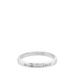 Media alianza de oro blanco y diamantes en carril talla brillante de 0,10 quilates