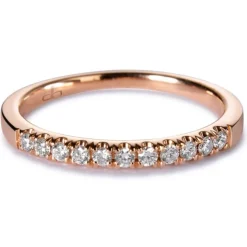 Media alianza de oro rosa con diamantes en garra 0.18 quilates