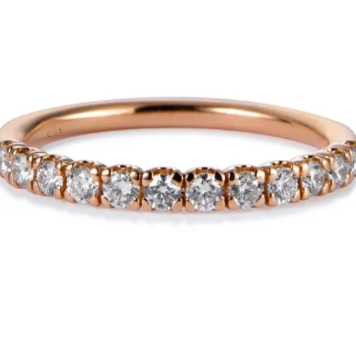 Media alianza de oro rosa con diamantes talla brillante