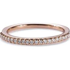 Media alianza de oro rosa con diamantes en garra 0.15 quilates