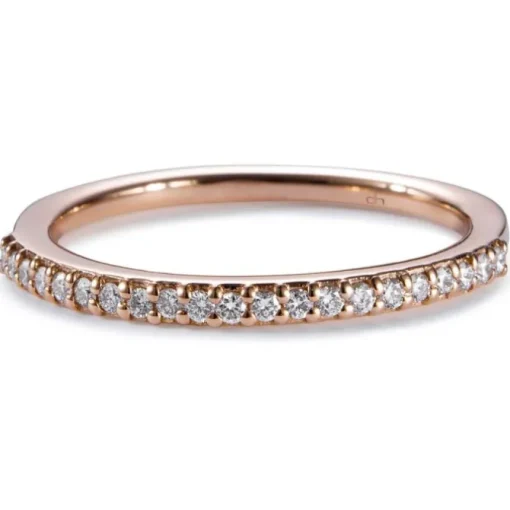Media alianza de oro rosa con diamantes en garra 0.15 quilates