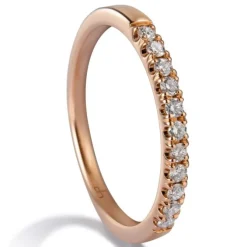 Media alianza de oro rosa con diamantes en garra 0.18 quilates