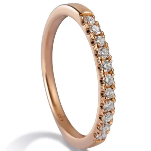Media alianza de oro rosa con diamantes en garra 0.18 quilates