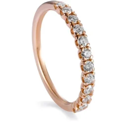 Media alianza de oro rosa con diamantes talla brillante