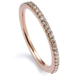 Media alianza de oro rosa con diamantes en garra 0.15 quilates