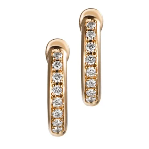 Mini aros de oro rosa con diamantes