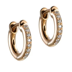 Mini aros de oro rosa con diamantes