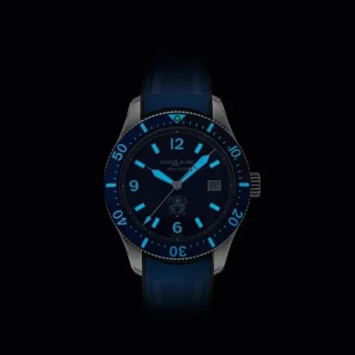 Montblanc 1858 Iced Sea Automatic Date Caucho Esfera Azul