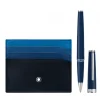 Montblanc Meisterstück Set  con rollerball PIX Blue y portatarjetas