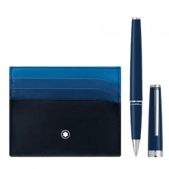 Montblanc Meisterstück Set  con rollerball PIX Blue y portatarjetas