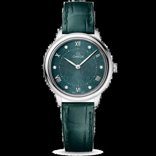 OMEGA De Ville Prestige 30 mm Acero Esfera Verde y Brillantes