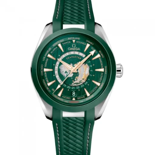 OMEGA Seamaster Aquaterra World Timer caucho 43mm verde