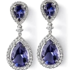 Pendientes "Caramelo" de oro blanco iolitas y diamantes