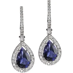 Pendientes "Caramelo" de oro blanco iolitas y diamantes