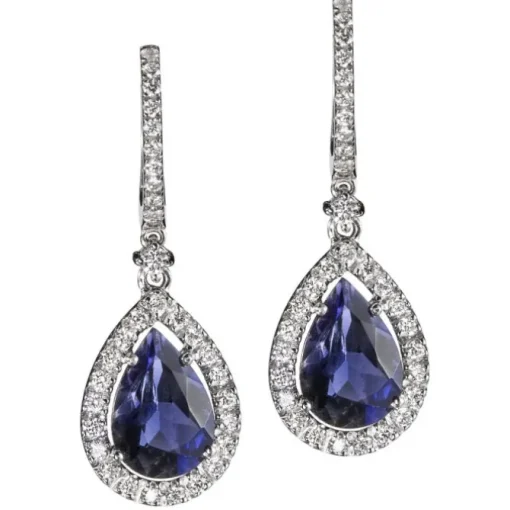 Pendientes "Caramelo" de oro blanco iolitas y diamantes