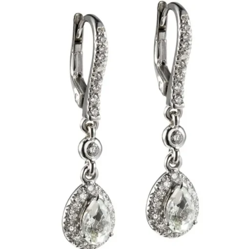 Pendientes "Caramelo" de oro blanco con cuarzos prasio y orla de diamantes