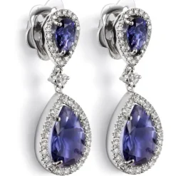 Pendientes "Caramelo" de oro blanco iolitas y diamantes