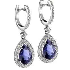 Pendientes "Caramelo" de oro blanco iolitas y diamantes