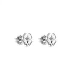 Pendientes cLOVEr de oro blanco PM