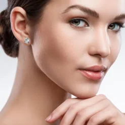 Pendientes cLOVEr de oro blanco PM