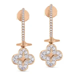 Pendientes criollas "Pensamiento" de oro rosa con diamantes