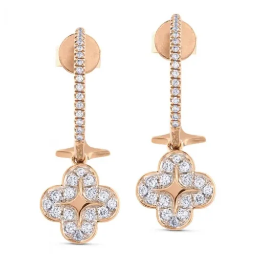 Pendientes criollas "Pensamiento" de oro rosa con diamantes