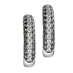 Pendientes de aro de oro blanco con diamantes blancos y negros