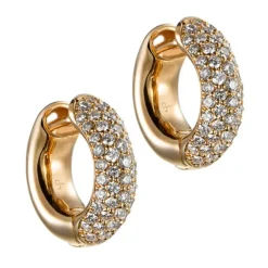 Pendientes de aro de oro rosa con diamantes