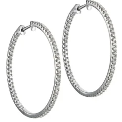 Pendientes de aro grandes de oro blanco con diamantes