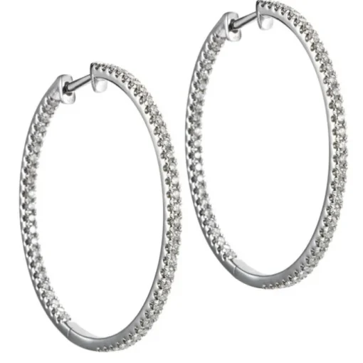Pendientes de aro grandes de oro blanco con diamantes