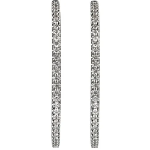 Pendientes de aro grandes de oro blanco con diamantes