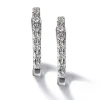 Pendientes de aro ovales pequeños de oro blanco con diamantes